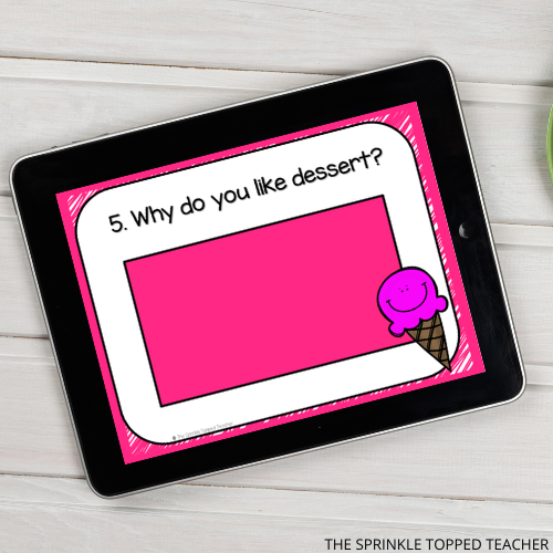 iPad sitting on desk showing a Restate the Question practice question.