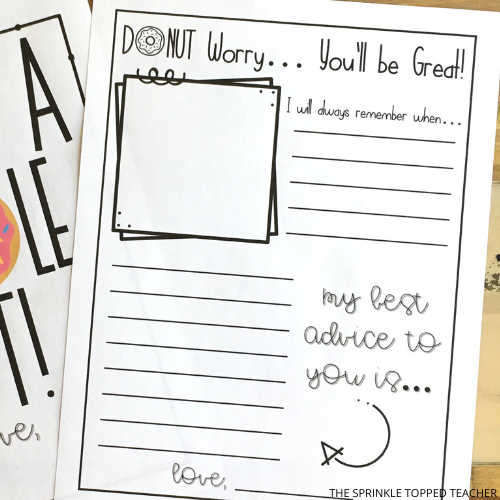 Student Teacher gift memory book, writing prompt page featuring things to remember and advice to the student teacher
